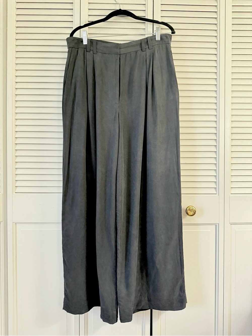 & Other Stories Black Draped Soft Cupro Viscose Wide Leg Pleated Pants Size 10